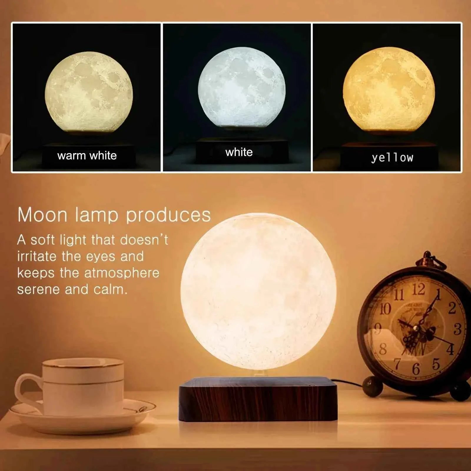 Levitating Moon Lamp – Magnetic Floating Night Light with 3 Modes