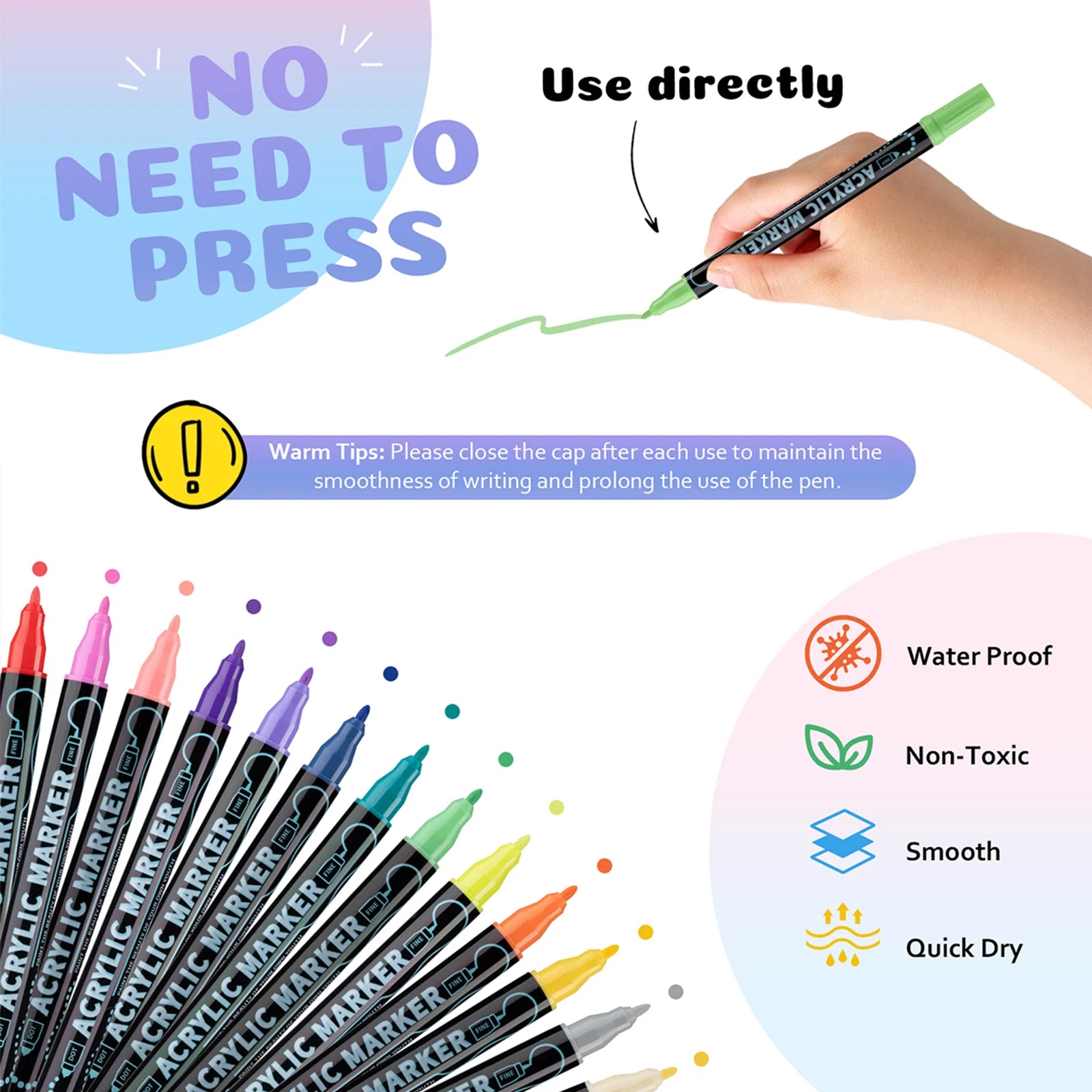 Dual Tip Acrylic Paint Markers Set