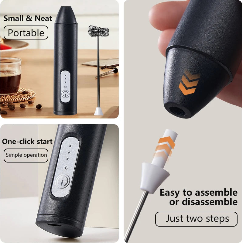 3-Speed Wireless Coffee Cream Frother – USB Rechargeable