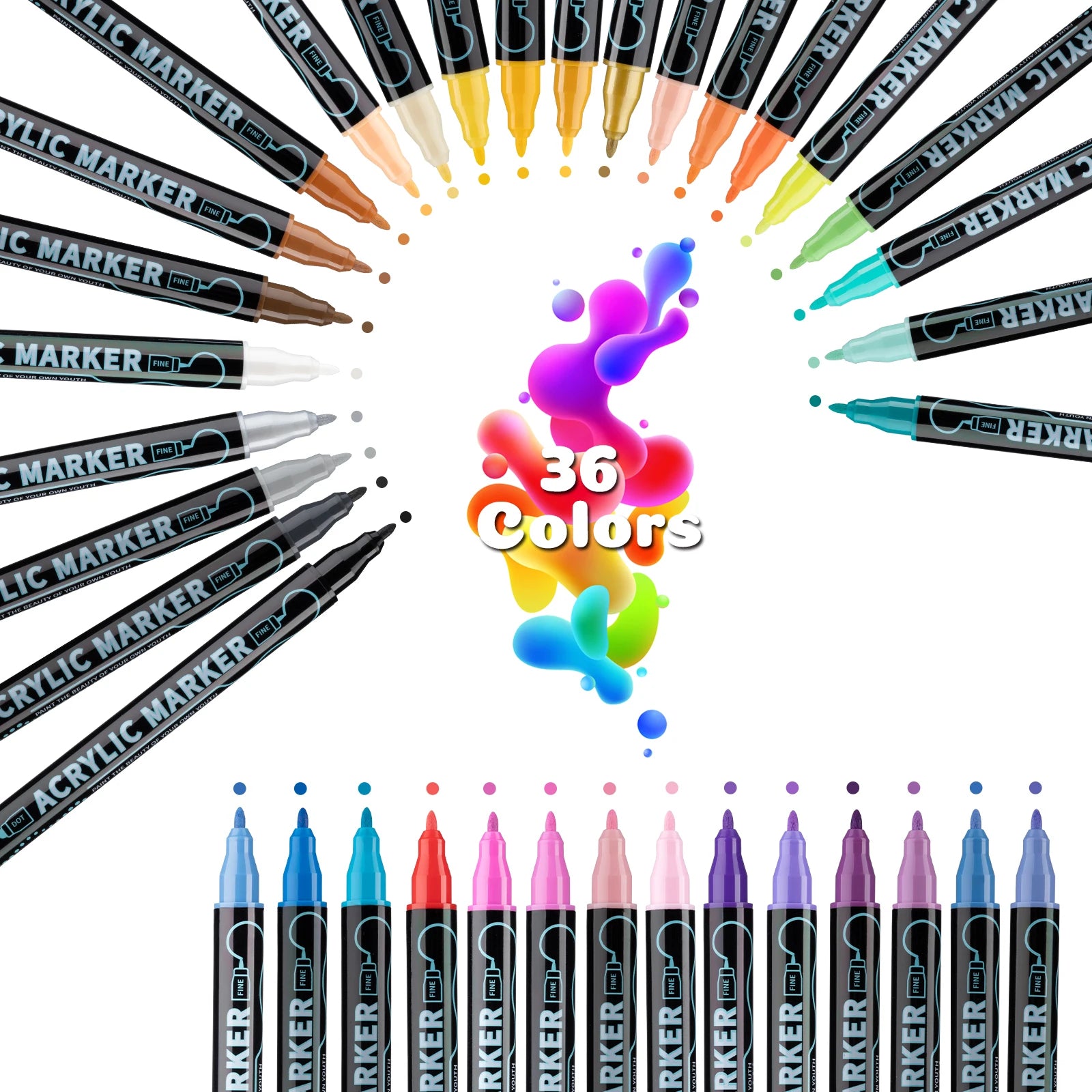 Dual Tip Acrylic Paint Markers Set