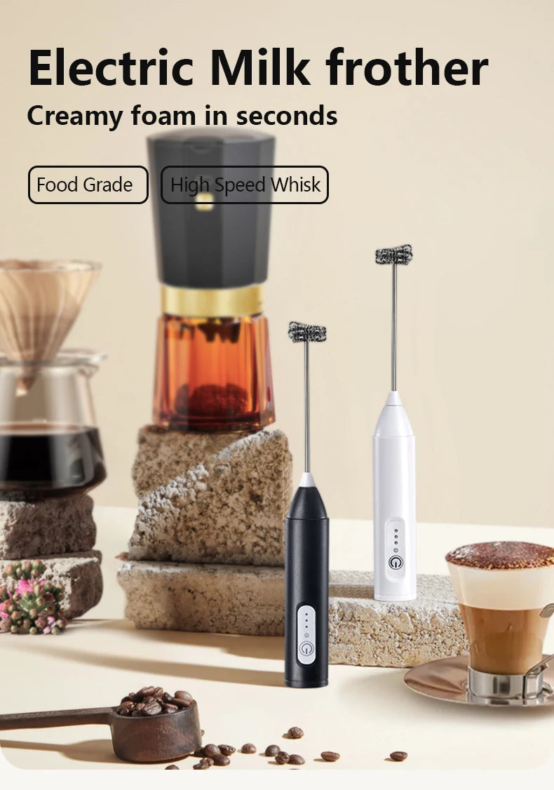 3-Speed Wireless Coffee Cream Frother – USB Rechargeable