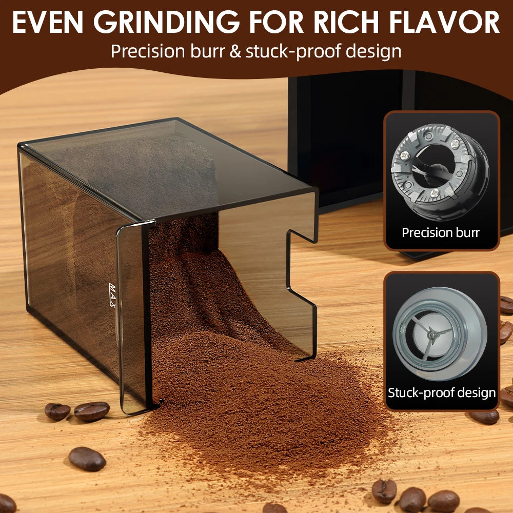 Automatic Electric Burr Coffee Grinder – Stainless Steel Beans Mill