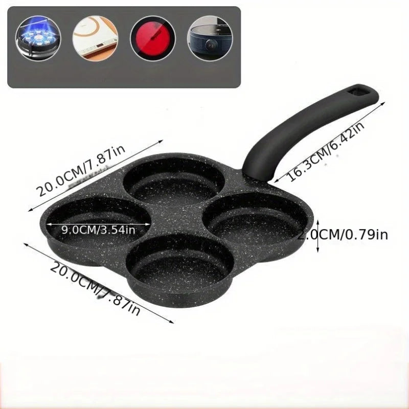 4-Hole Stone Coated Omelette Pan – Non-Stick Egg Frying Pan