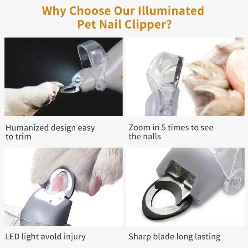 LED Light Pet Nail Clipper – Safe Grooming Tool for Dogs & Cats