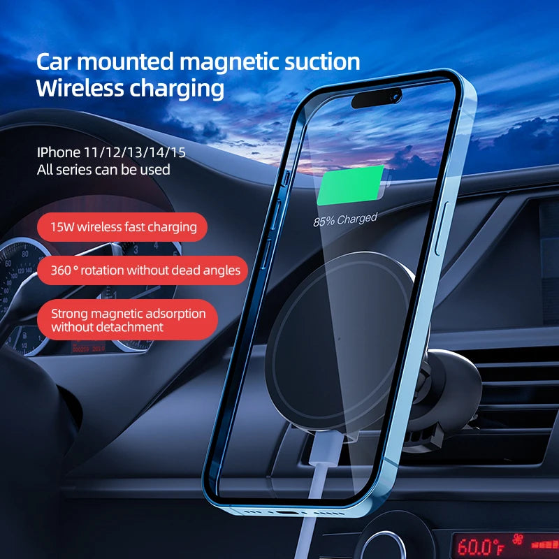 Magnetic Wireless Car Charger – Air Vent Holder for iPhone & Android
