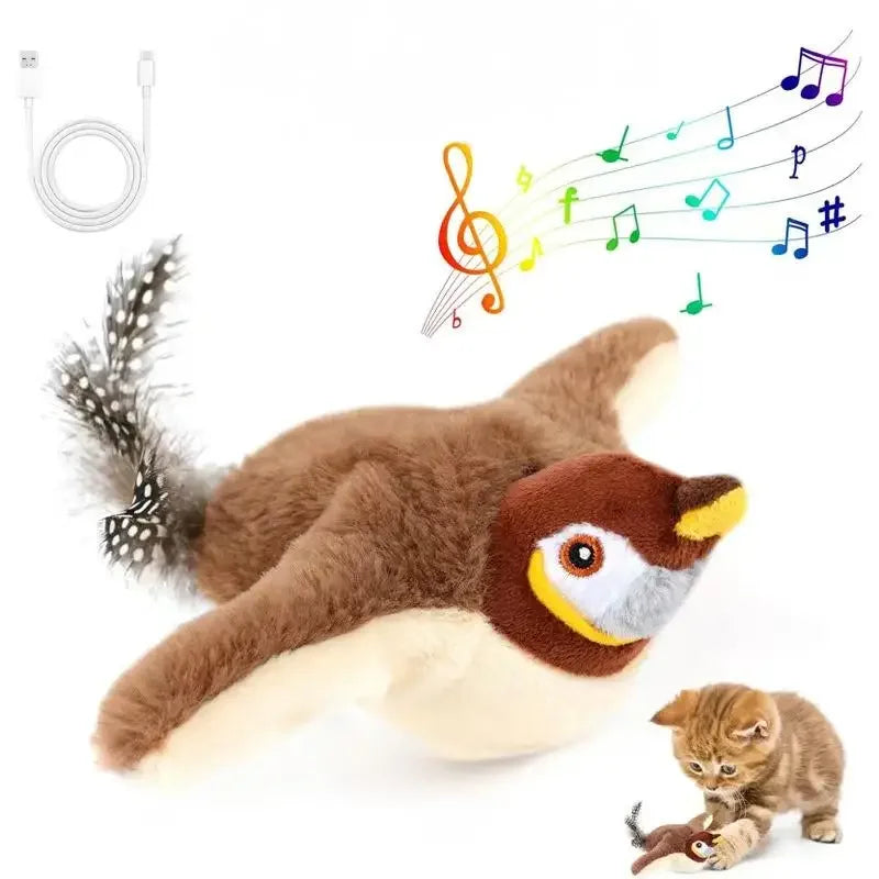 Interactive Flapping Cat Toy Bird with Catnip – Rechargeable Plush