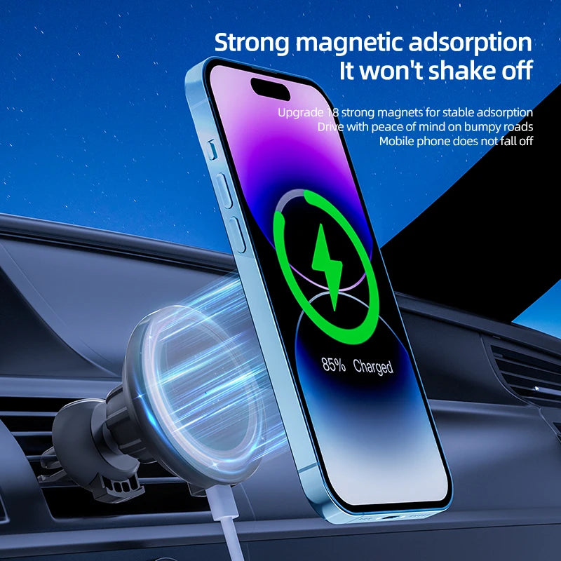 Magnetic Wireless Car Charger – Air Vent Holder for iPhone & Android