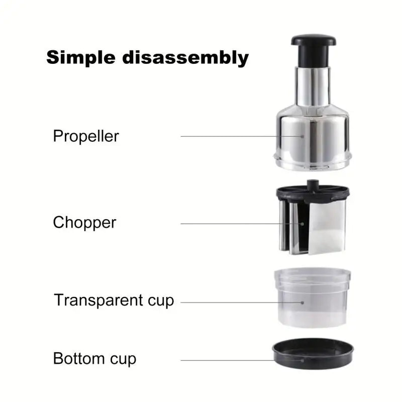 Manual Stainless Steel Food Chopper – Vegetable & Herb Cutter