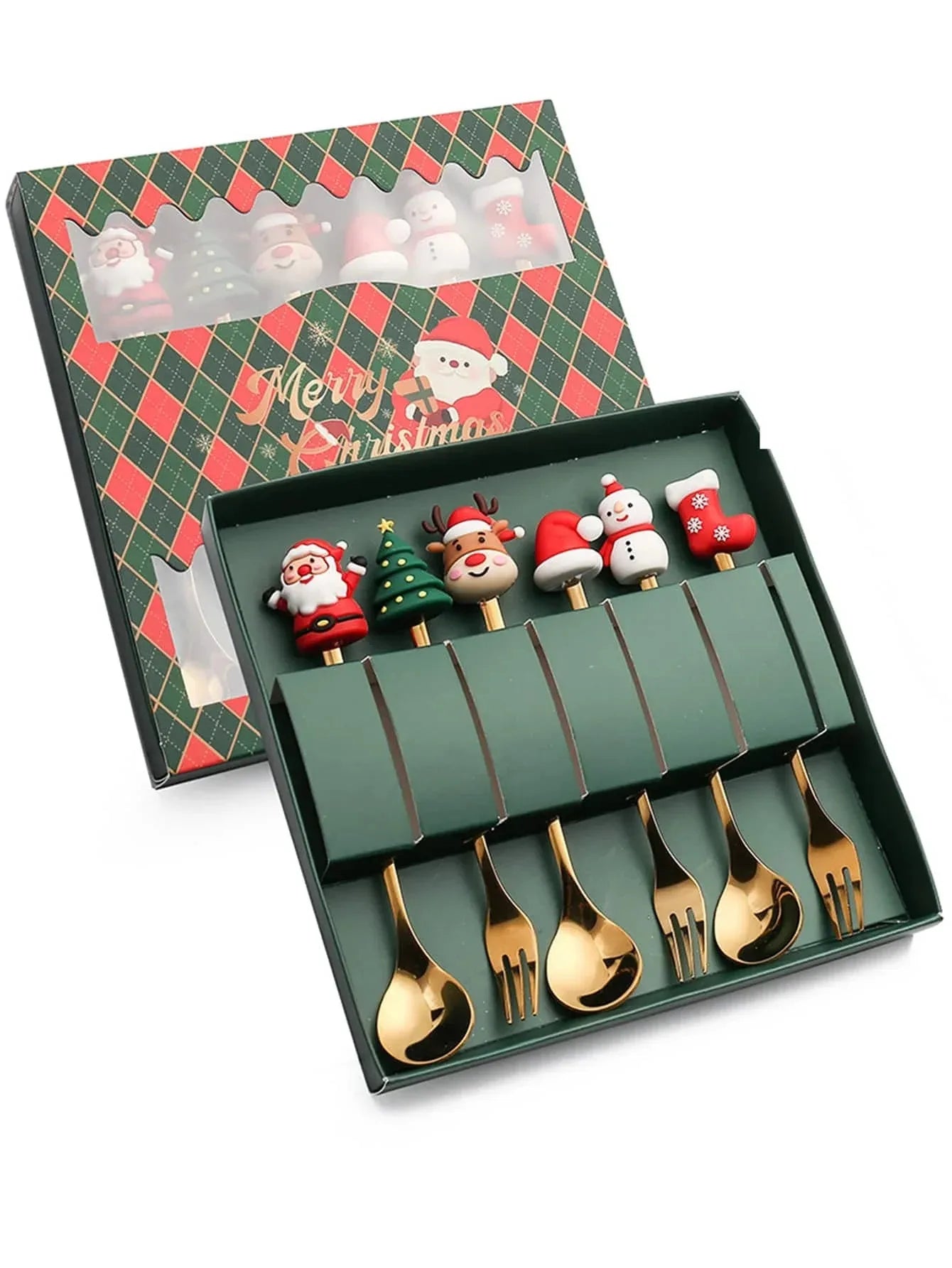 6-Piece Christmas Cutlery Set – Festive Stainless Steel Flatware