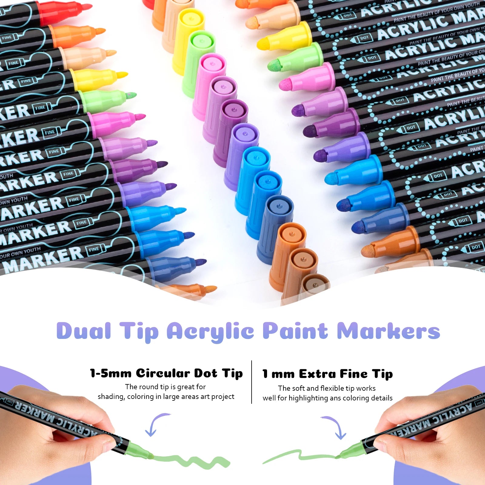 Dual Tip Acrylic Paint Markers Set