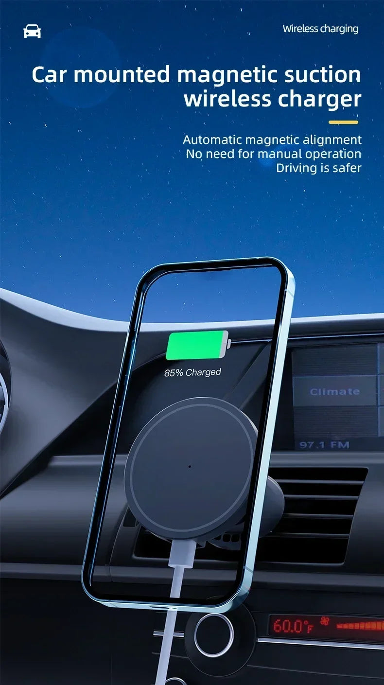 Magnetic Wireless Car Charger – Air Vent Holder for iPhone & Android