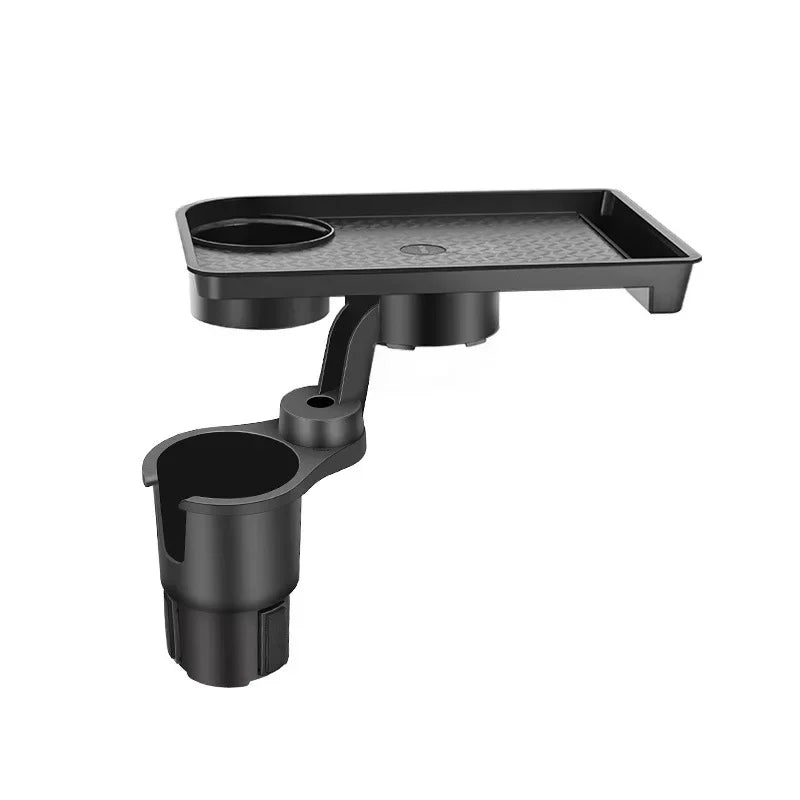 Car Cup Holder Expander with 360° Rotating Snack Tray