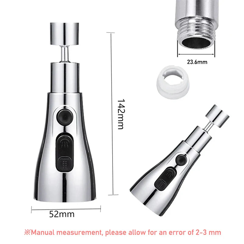 360° Rotating Faucet Extender – 3-Mode Kitchen Tap Adapter