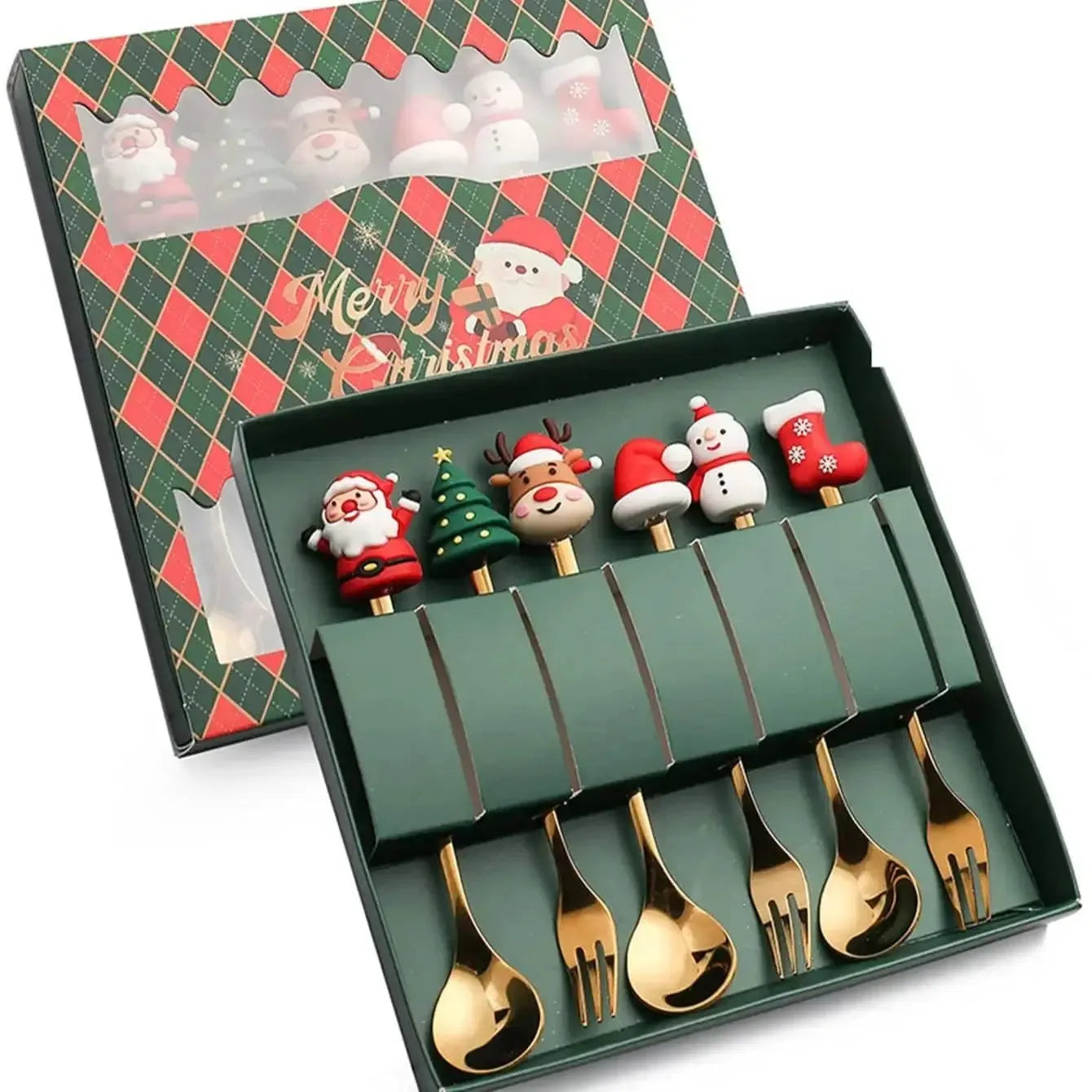 6-Piece Christmas Cutlery Set – Festive Stainless Steel Flatware