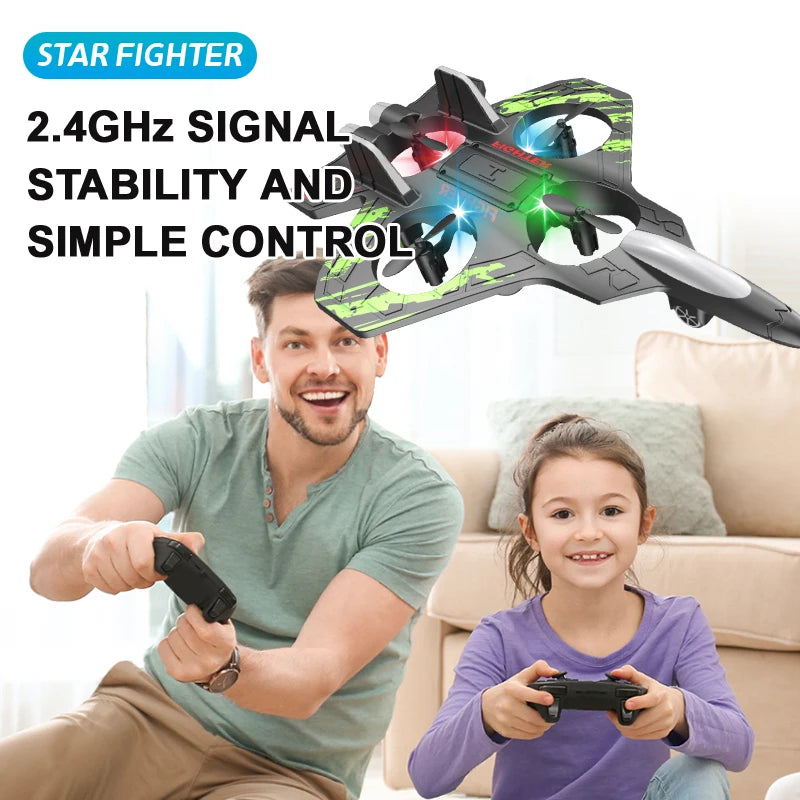 RC Fighter Jet Airplane with LED Lights – Remote Control Stunt Plane