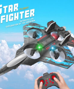 RC Fighter Jet Airplane with LED Lights – Remote Control Stunt Plane