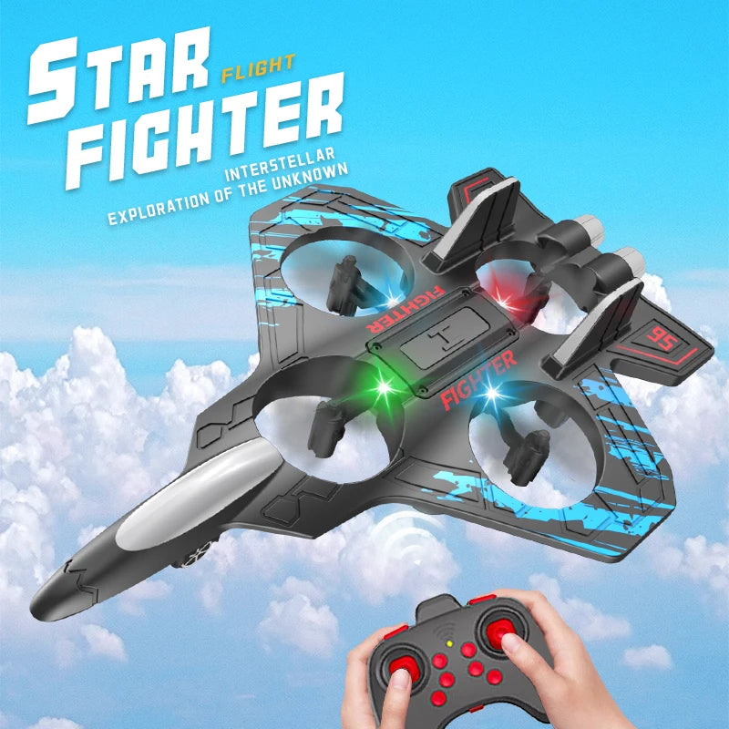 RC Fighter Jet Airplane with LED Lights – Remote Control Stunt Plane