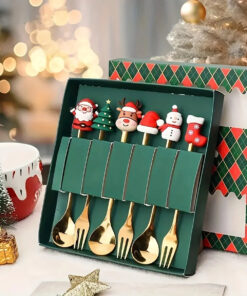 6-Piece Christmas Cutlery Set – Festive Stainless Steel Flatware